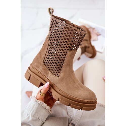 Boto Leather boots Workers Nicole Light brown 2711 Cene
