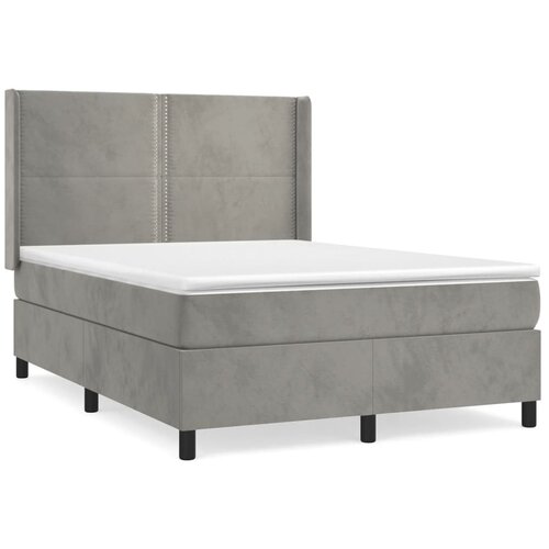 Maison Chic Box spring postelja - Vzmetna postelja z vzmetnico svetlo siv 140x190 cm žamet SL22098, (21892539) Cene