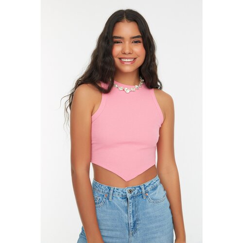 Trendyol Pink Super Crop Corduroy Knitted Singlet Slike