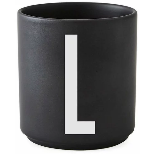 Design Letters Črna porcelanasta skodelica Alphabet L, 250 ml