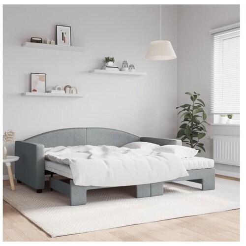 vidaXL Dnevni krevet na razvlačenje svjetlosivi 90 x 190 cm od tkanine Cijene