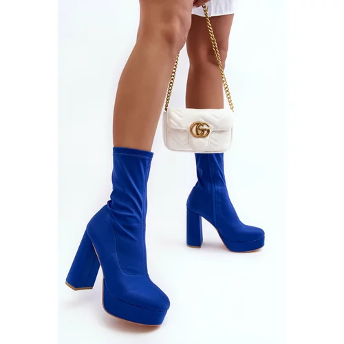 Kesi Blue Peculia high heel ankle boots with zipper