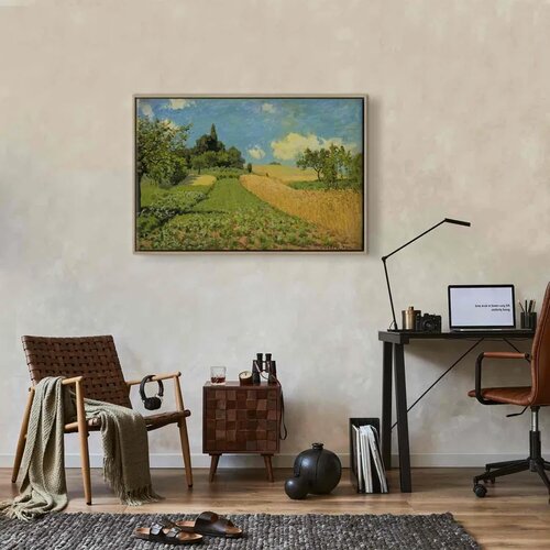 Slika - Alfred Sisley &amp;ndash; Grain fields on the hills of Argenteuil 120x80 U prirodnom drvenom okviru Slike