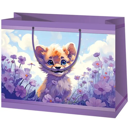 Cardex Levji mladič z rožami vijolične barve srednje velika ekskluzivna darilna vrečka 18x10x23cm Cene