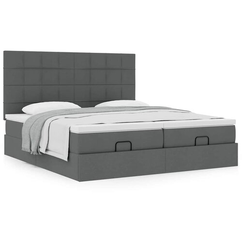 vidaXL Otomanski posteljni okvir z vzmetnicami siv 160x200 cm blago Cene