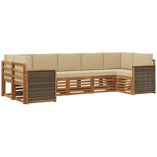 vidaXL Kotna sedežna garnitura z blazino 6 pcs Naravna, (5000283605) Cene