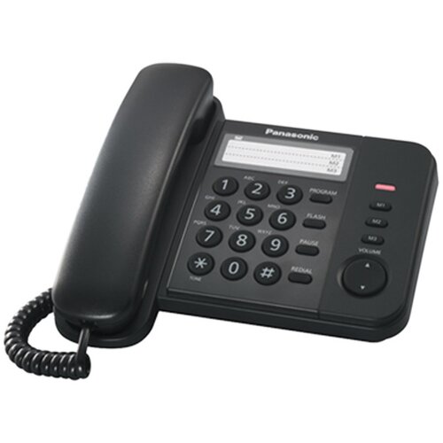Panasonic KX-TS520FXB - hišni telefon s praktičnimi funkcijami, LED indikacija, 3x enojni izbor, črn, (20664877) Cene
