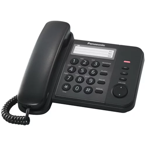 Panasonic KX-TS520FXB - hišni telefon s praktičnimi funkcijami, LED indikacija, 3x enojni izbor, črn, (20664877)