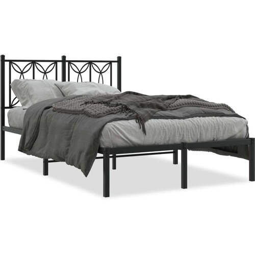 Metalni okvir za krevet s uzglavljem crni 120x190 cm Cijene