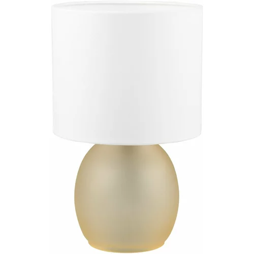 Tri O Bijela/u zlatnoj boji stolna lampa s tekstilnim sjenilom (visina 29 cm) Vela –