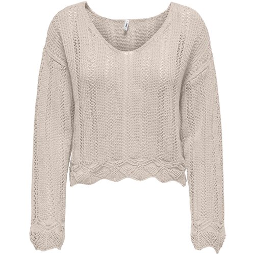 Only Puloverji ONLELBA LIFE LS V-NECK CC KNT 15339529 Bež Cene