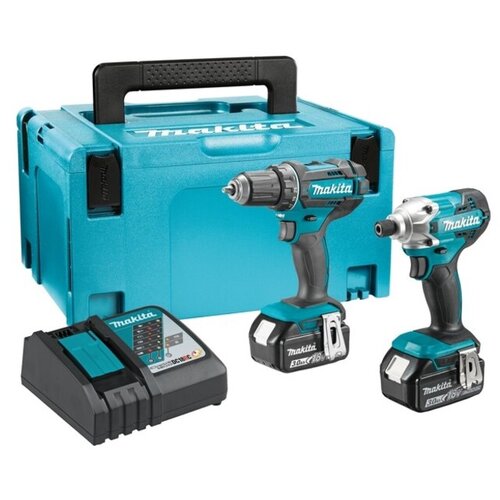 Makita LXT set - akumulatorska bušilica-odvijač DDF482Z + akumulatorski udarni odvijač DTD156Z + punjač + 2 baterije + Makpac DLX2339J Slike