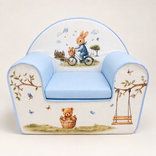 Tri Drugara Foteljica za decu Zeka plava 48x48x36 cm Slike