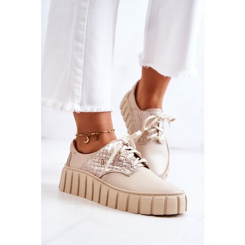 Kesi Leather shoes on a platform of beige hypnosis Slike