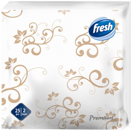 Fresh Papirne salvete DEKOR PREMIUM, Bele, 25 komada, 38x38cm Slike
