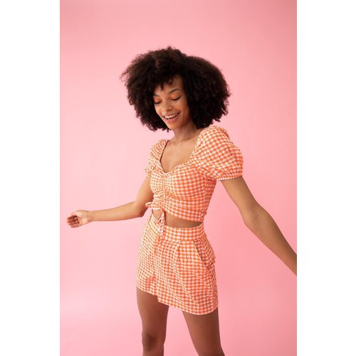 Defacto Relax Fit Gingham Patterned Mini Shorts Cene