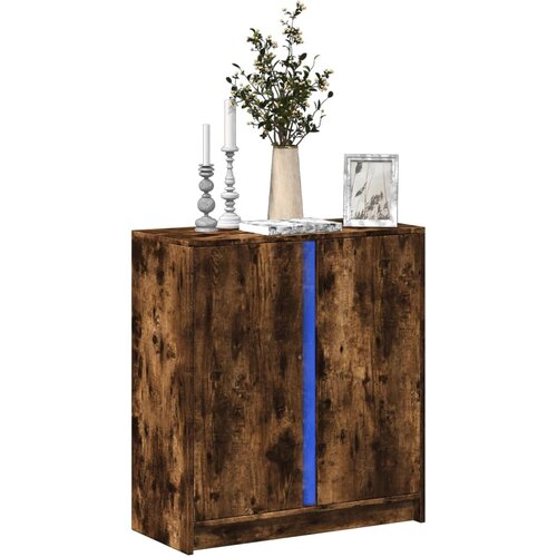 vidaXL Komoda z LED dimljeni hrast 77x34x85 cm inženirski les Cene