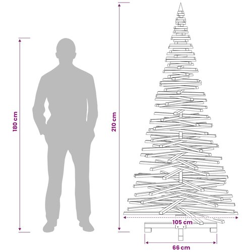  Drveno božićno drvce KOTKA 210 cm Masivna borovina Prirodno Slike