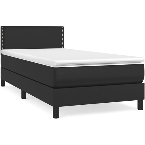 Maison Chic Box spring postelja - Vzmetna postelja z vzmetnico črn 100x200 cm umetno usnje SL719, (21909685) Cene
