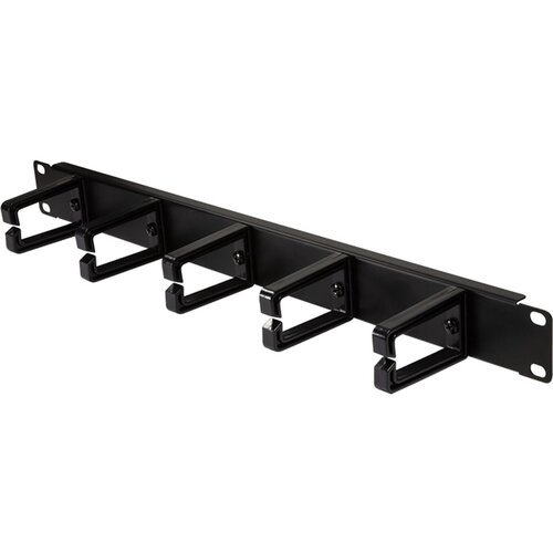 Logilink 19 cable management bar 1U with 5 turnable plastic brackets, black, OR104B Slike