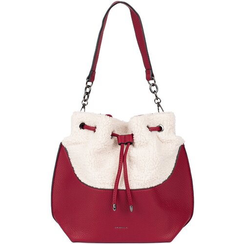 Shelvt Red women's handbag with lamb fur Cene