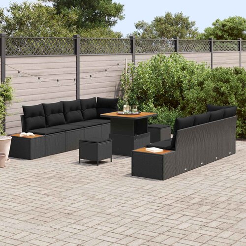  Sjedeća garnitura za vrt 11 kom. 10-Broj sjedala Crna 80 x 80 x 71 cm Slike