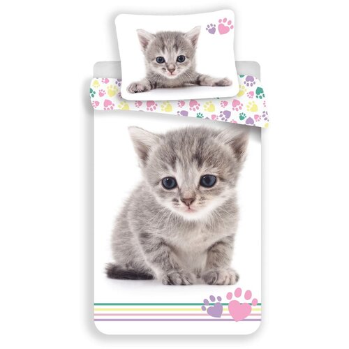 Jerry Fabrics Bijela pamučna dječja posteljina za krevet za jednu osobu 140x200 cm Kitten &amp;quot;Colour&amp;quot; &amp;ndash; Slike