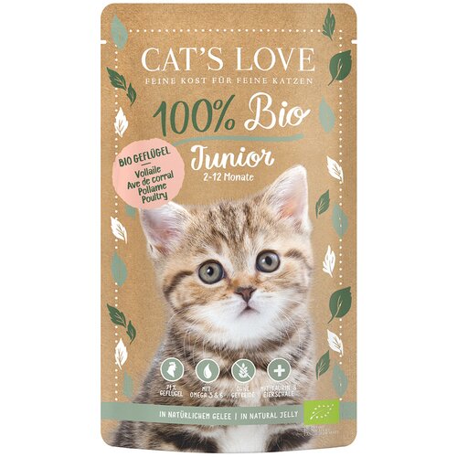 Cat&amp;#039;s Love Bio 6 x 100 g - Junior Bio-perutnina Slike