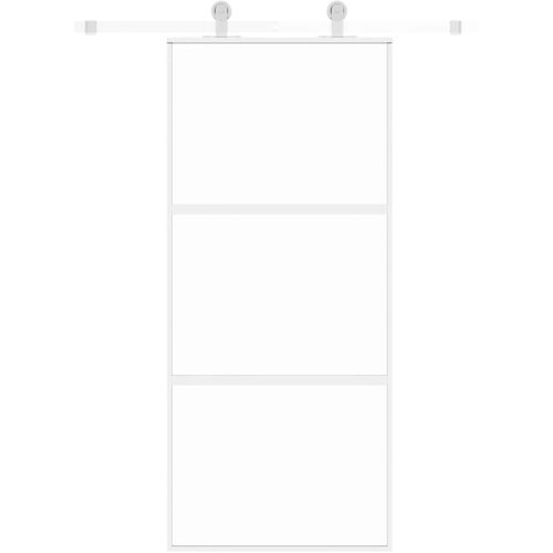  Klizna vrata bijela 90 x 205 cm od kaljenog stakla i aluminija Slike