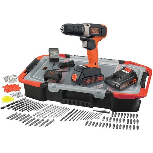 Black & Decker aku vrtalnik/vijačnik 18V 2X1,5Ah ORGANIZATOR160 različnih dodatkov black&amp;decker BCD001BAST Cene