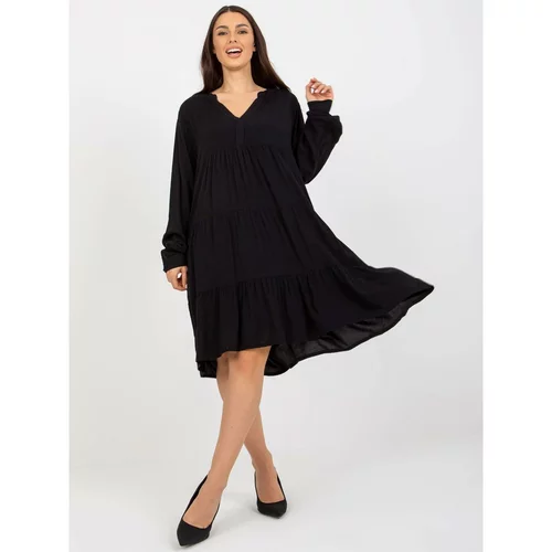 Fashion Hunters Black boho dress with a frill and SUBLEVEL neckline