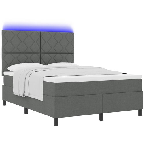 VidaXL Krevet s oprugama i madracem &amp;amp; LED tamnosivi 140x190 cm tkanina Slike