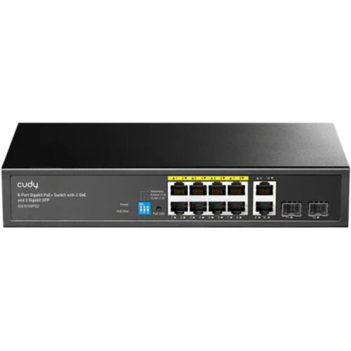 Cudy Svič 10/100/1000 10-port GS1010PS2/8 PoE+/2x Uplink/2x SFP/120W Cene