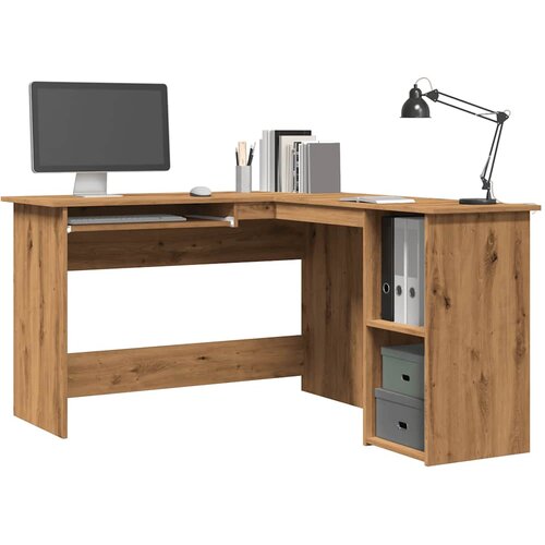 VidaXL Kotna pisalna miza artisan hrast 120x140x75 cm inženirski les Slike
