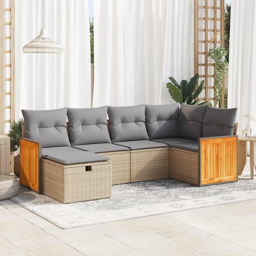  6-dijelni set vrtnih sofa s jastucima bež od poliratana Slike