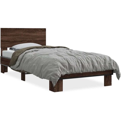  Okvir za krevet smeđi hrast 90x190 cm konstruirano drvo i metal Slike