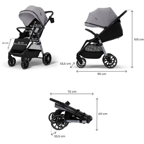Kinderkraft &amp;Scaron;portni voziček Grande 2, siv Slike