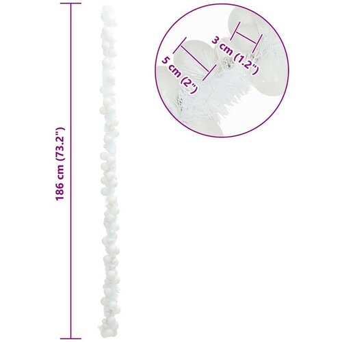 VidaXL Garland od božićnih kuglica Bijelo 186 cm Polistiren Slike