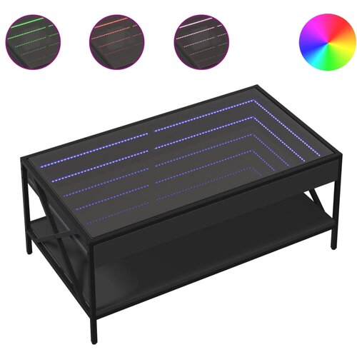 Maison Chic Klubska mizica - kavna mizica - Nizka mizica z neskončnimi LED črna 90x50x38 cm, (21752273) Cene
