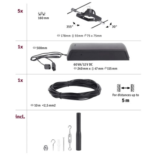 PAULMANN 94434 - Set od 5 spot svetala GU5,3/10W MAC 230V crna Slike