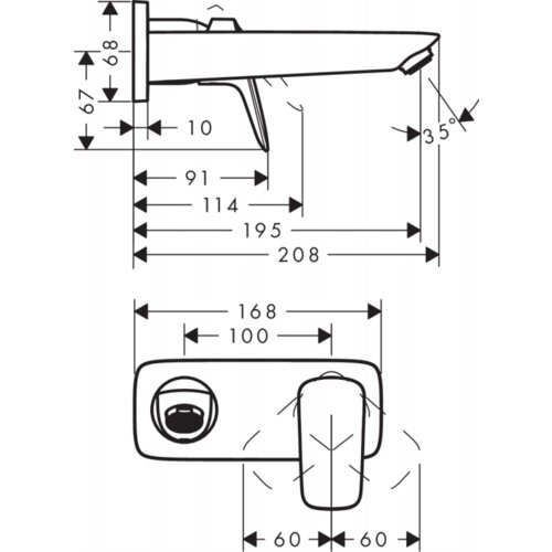 Hansgrohe podometna enoročna armatura za umivalnik na dve odprtini LOGIS (71220000) Slike