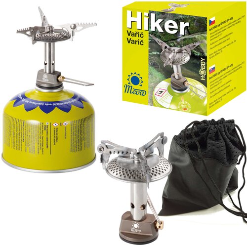 MEVA Najlažja turistična peč na plinske kartu&amp;scaron;e (ventil ali navoj) HIKER 70gram 2,4kW, (21136100) Slike