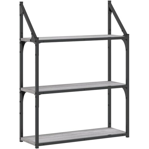  Zidna polica s 3 razine sivog hrasta sonome 60x21x78,5cm drvena Slike
