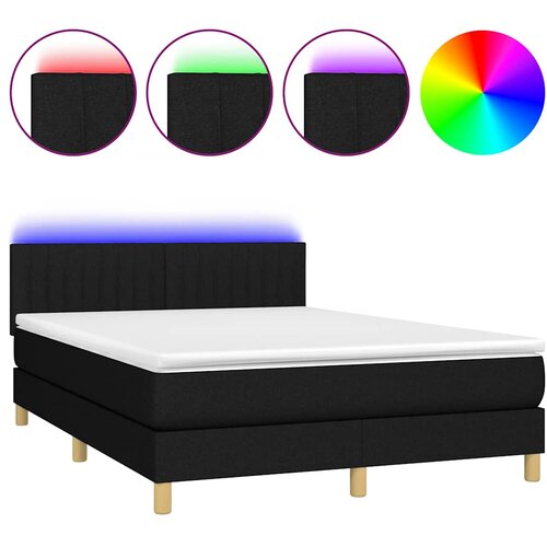  box spring s madracem LED crni 140x200 cm od tkanine Slike