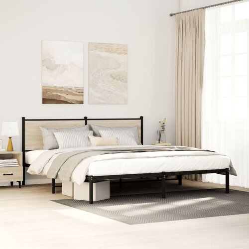 Furnova Kovinski posteljni okvir brez vzmetnice sonoma hrast 183x213 cm, (21936722) Slike