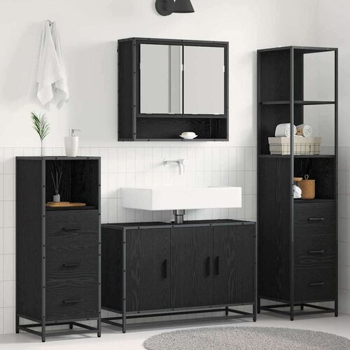 VidaXL set namje&amp;scaron;taja za kupaonicu 4 pcs crni hrast 90 x 33 x 60 cm Slike