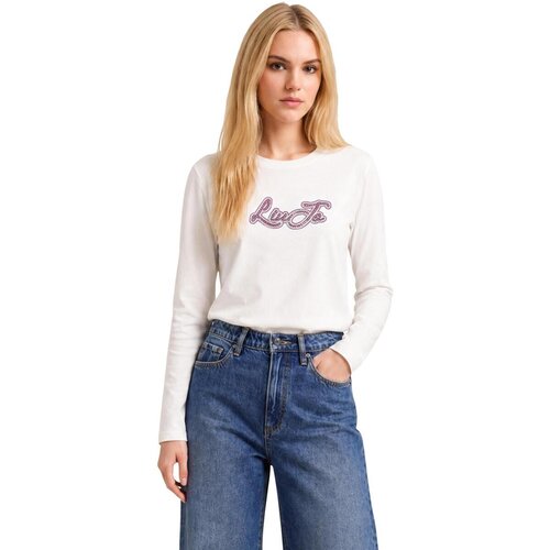 Liu Jo Majice z dolgimi rokavi BASIC T-SHIRT TF6248 JS003 Bela Slike
