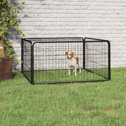 vidaXL Ograda za pse s 4 panela crna 100 x 50 cm čelik obložen prahom Cijene