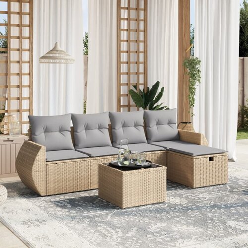 vidaXL 6-dijelni set vrtnih sofa s jastucima bež od poliratana Cijene