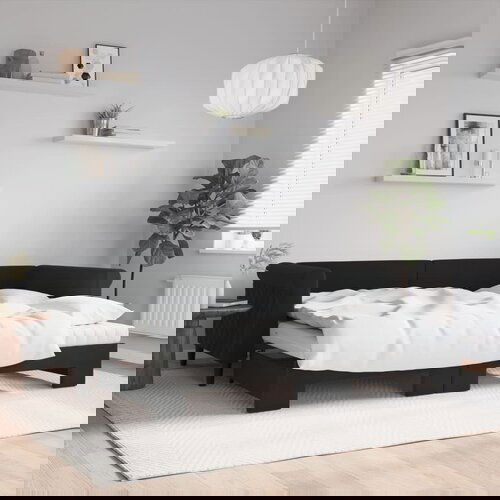 VidaXL Dnevni krevet na razvlačenje s madracima crni 90x200 cm bar&amp;scaron;un Slike
